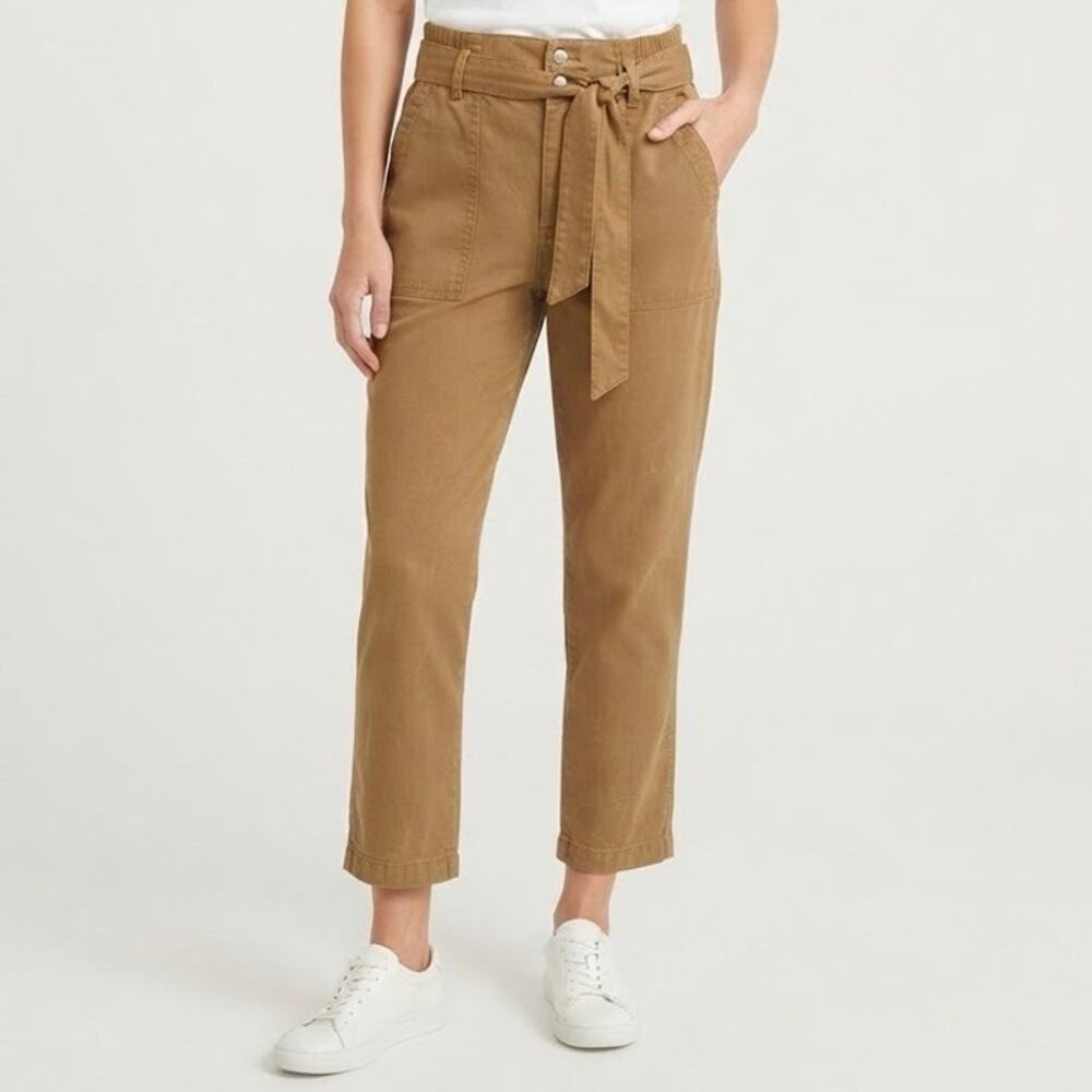 CAbi Discovery Trouser Pants Brown Paperbag Waist Belted Cropped Size 10